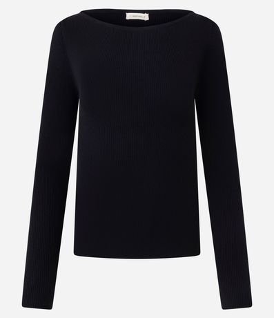 Blusa Básica Hombro a Hombro Traspasado en Punto 2