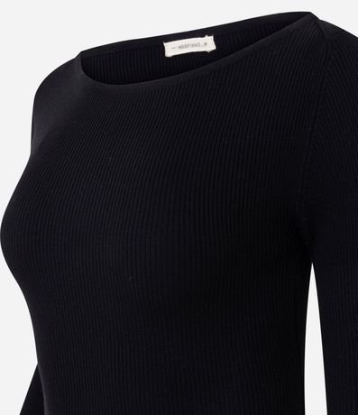 Blusa Básica Hombro a Hombro Traspasado en Punto 3