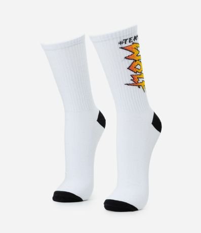 Media Caña Larga en Algodón con Lettering Wolf