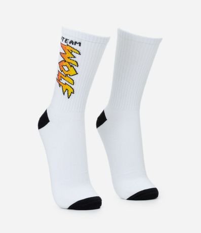 Media Caña Larga en Algodón con Lettering Wolf 3