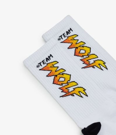 Media Caña Larga en Algodón con Lettering Wolf 4