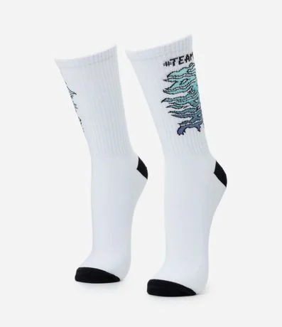 Media Caña Larga en Algodón con Lettering Vampire