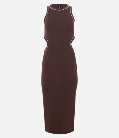 Vestido New Midi en Rib con Cut Out en la Cintura y Bies Contrastante 5