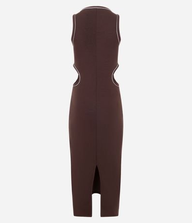 Vestido New Midi en Rib con Cut Out en la Cintura y Bies Contrastante 7
