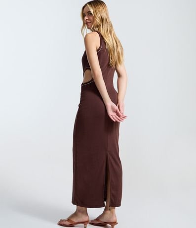 Vestido New Midi en Rib con Cut Out en la Cintura y Bies Contrastante 4