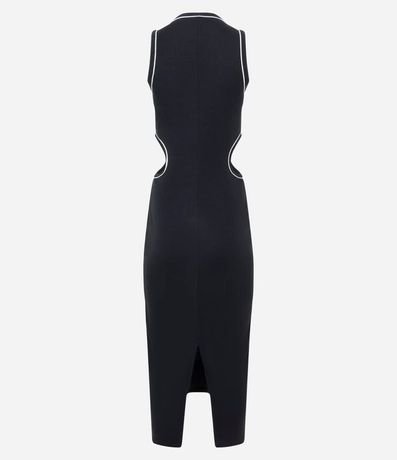 Vestido New Midi en Rib con Cut Out en la Cintura y Bies Contrastante 7