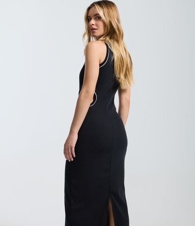 Vestido New Midi en Rib con Cut Out en la Cintura y Bies Contrastante 4