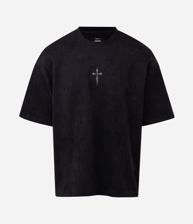 Remera Oversized en Gamuza con Bordado de Cruz Al Frente 5