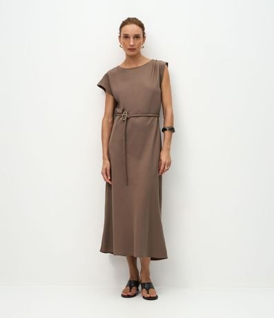 Vestido Midi Sastre con Cinturón Delicado