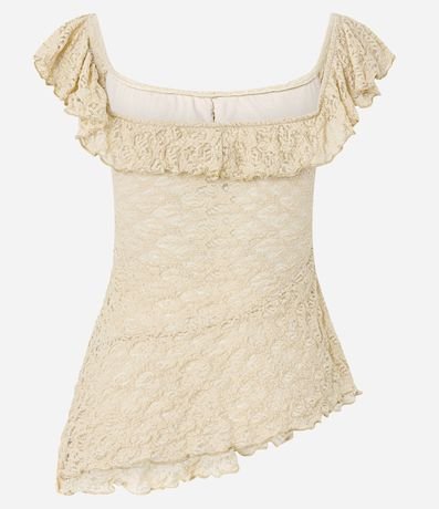 Blusa en Encaje Texturizada con Escote Cuadrado y Volados 7