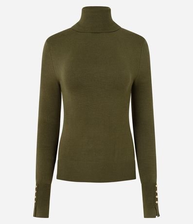Blusa en Tricot con Cuello Alto y Botones en las Mangas 2
