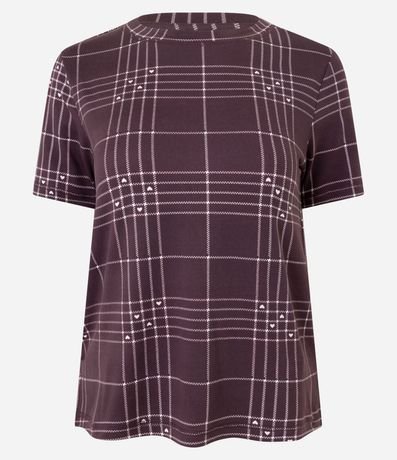 Blusa de Pijama en Peach Touch con Estampa de Cuadros 4