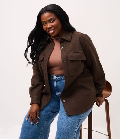 Camisa Leve en Polyvelour Alargada Curve & Plus Size