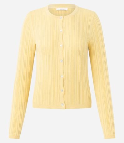 Cardigan Básico Ajustado en Punto Canelado 5