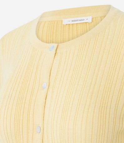Cardigan Básico Ajustado en Punto Canelado 6