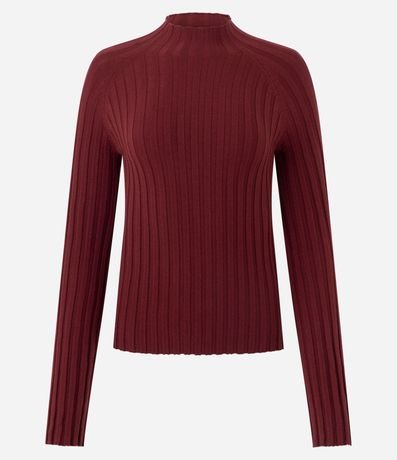 Blusa en Punto con Cuello Alto y Manga Larga 5