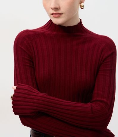 Blusa en Punto con Cuello Alto y Manga Larga 3
