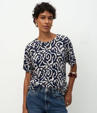 Blusa Manga corta en Viscolycra con Estampa Abstracta