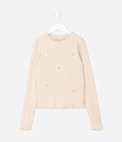 Blusa Infantil Baby Look con Corazones Puff – Talle 5 a 14 años