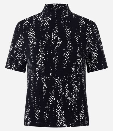 Blusa en Rib con Cuello Ajustada y Estampa Abstracta 4