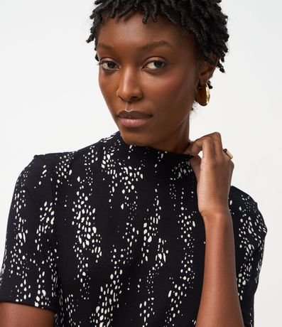 Blusa en Rib con Cuello Ajustada y Estampa Abstracta 3