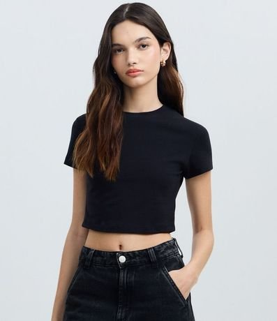 Blusa Cropped Manga Corta en Cotton 1