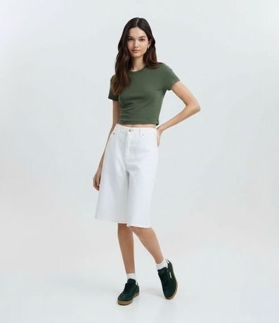 Blusa Cropped Manga Corta en Cotton