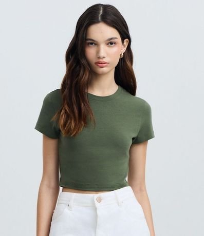 Blusa Cropped Manga Corta en Cotton 1