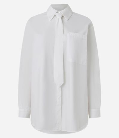 Camisa Alargada en Algodón con Corbata 7