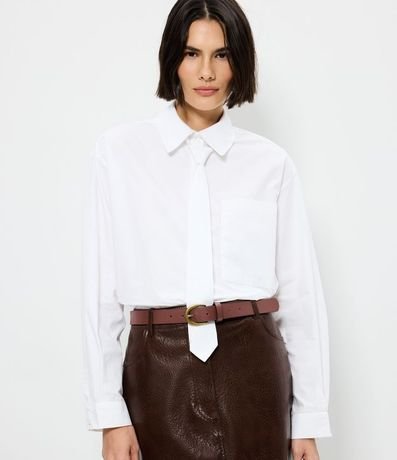 Camisa Alargada en Algodón con Corbata