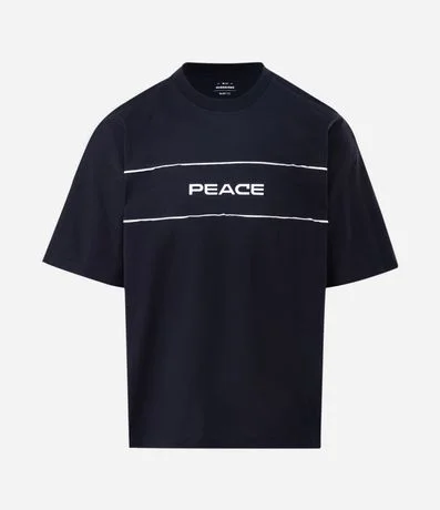 Remera Oversized en Algodón con Estampado Lettering Peace 4