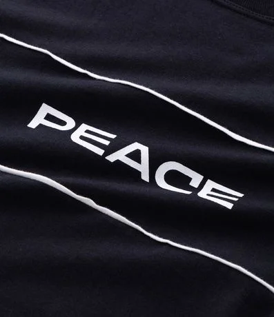 Remera Oversized en Algodón con Estampado Lettering Peace 8
