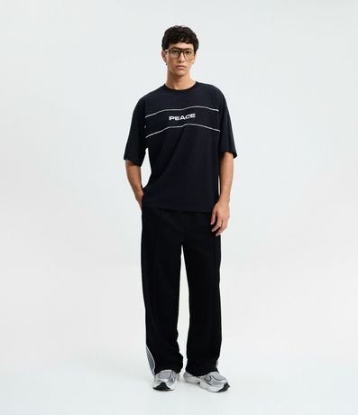 Remera Oversized en Algodón con Estampado Lettering Peace 2