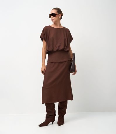 Pollera Midi en Viscosa con Canesú Sobrepuesta