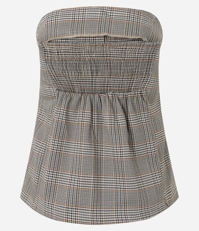 Blusa Sin Breteles Sastre con Estampa de Cuadros 6