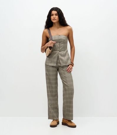 Pantalón Sastre con Estampa de Cuadros