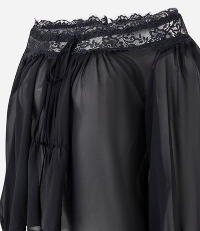 Blusa en Chiffon con Transparencia y Encaje Aplicada 6