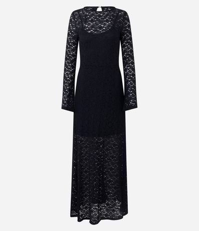 Vestido Largo en Encaje con Manga Larga 1