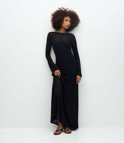 Vestido Largo en Encaje con Manga Larga 1