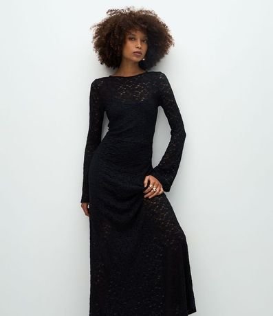 Vestido Largo en Encaje con Manga Larga 2