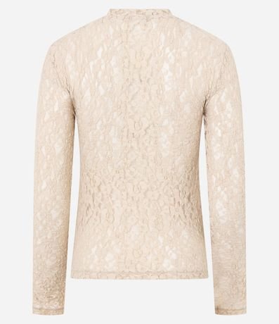 Blusa Segunda Pele en Encaje Texturizada con Manga Larga 3
