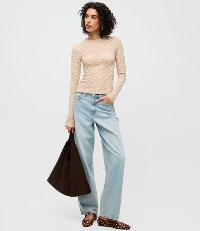 Blusa Segunda Pele en Encaje Texturizada con Manga Larga 2