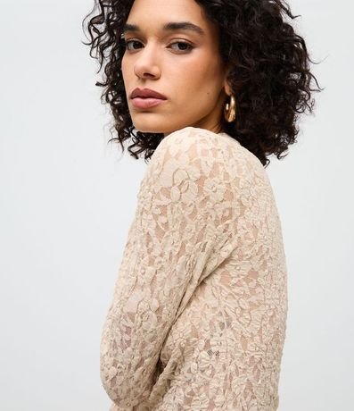 Blusa Segunda Pele en Encaje Texturizada con Manga Larga 4