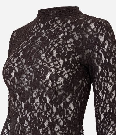 Blusa Segunda Pele en Encaje Texturizada con Manga Larga 2