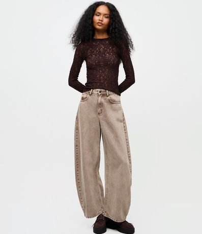 Blusa Segunda Pele en Encaje Texturizada con Manga Larga 2