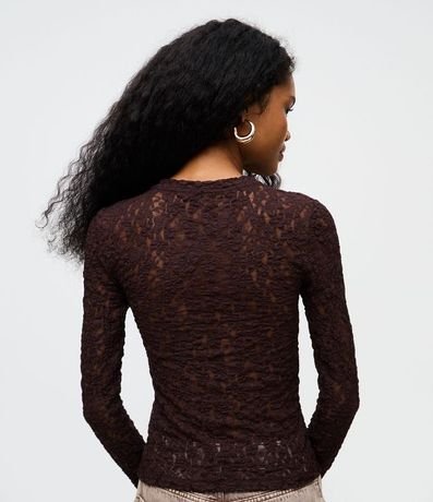 Blusa Segunda Pele en Encaje Texturizada con Manga Larga 4