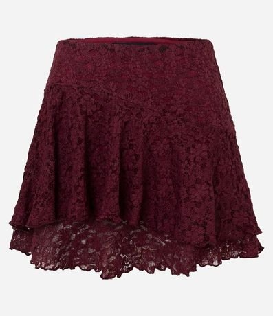 Pollera Corta en Encaje con Volado Asimétrico 4