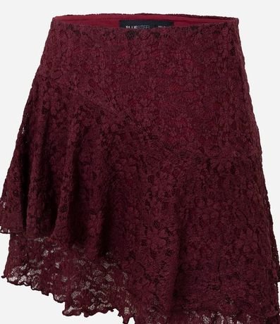 Pollera Corta en Encaje con Volado Asimétrico 5