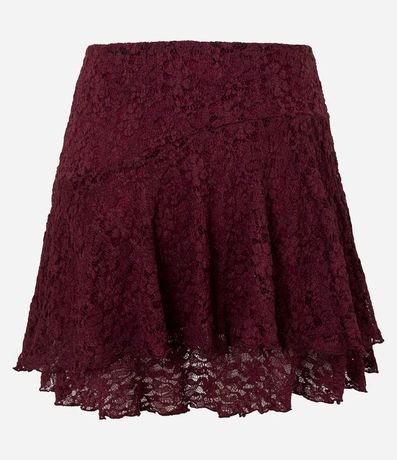 Pollera Corta en Encaje con Volado Asimétrico 6