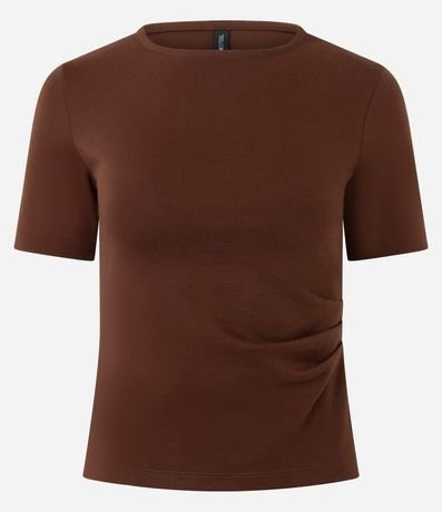 Blusa Manga Corta en Punto Roma con Pliegues Laterales 5